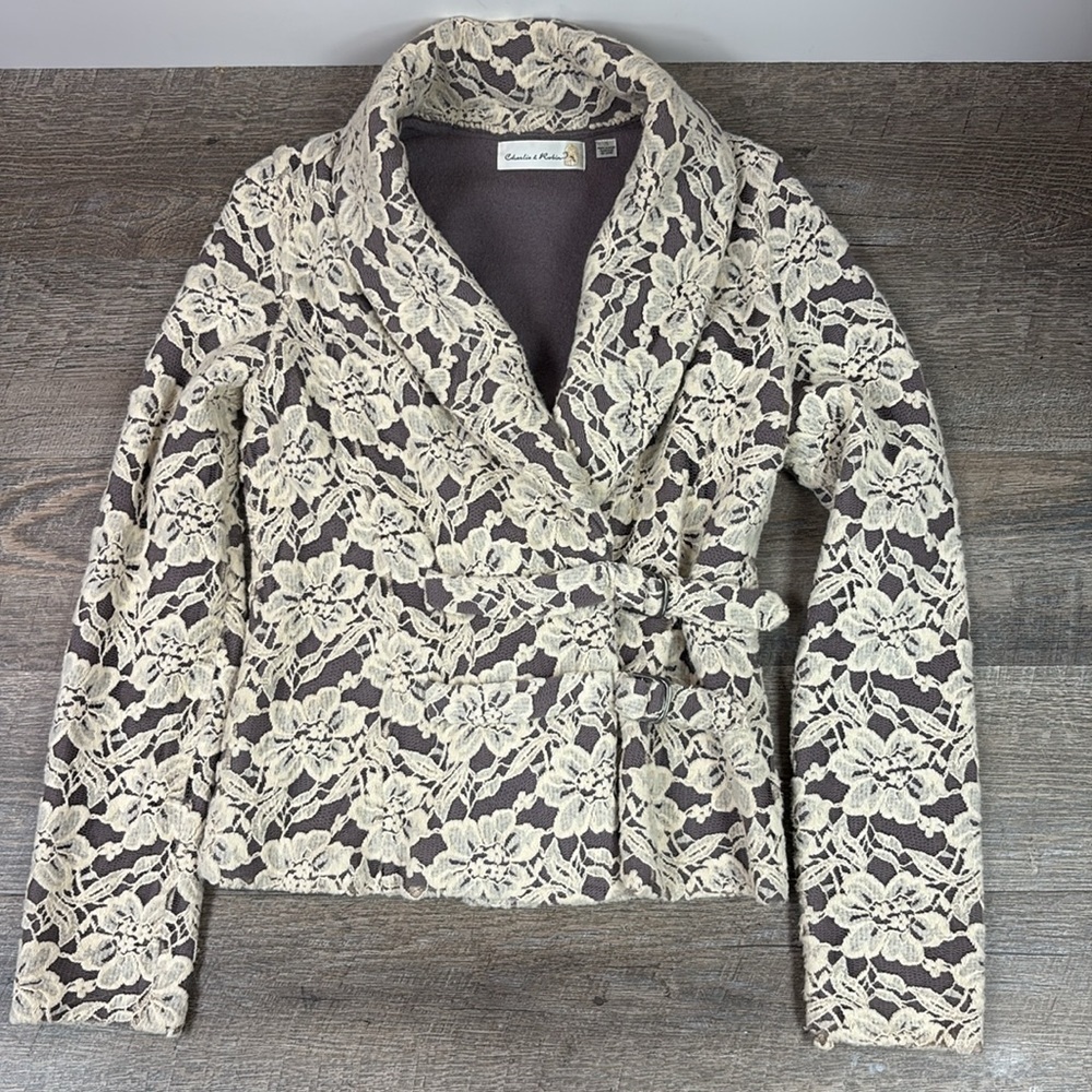 Anthropologie Charlie & Robin CLOAKED IN ROSES Blazer Size Small